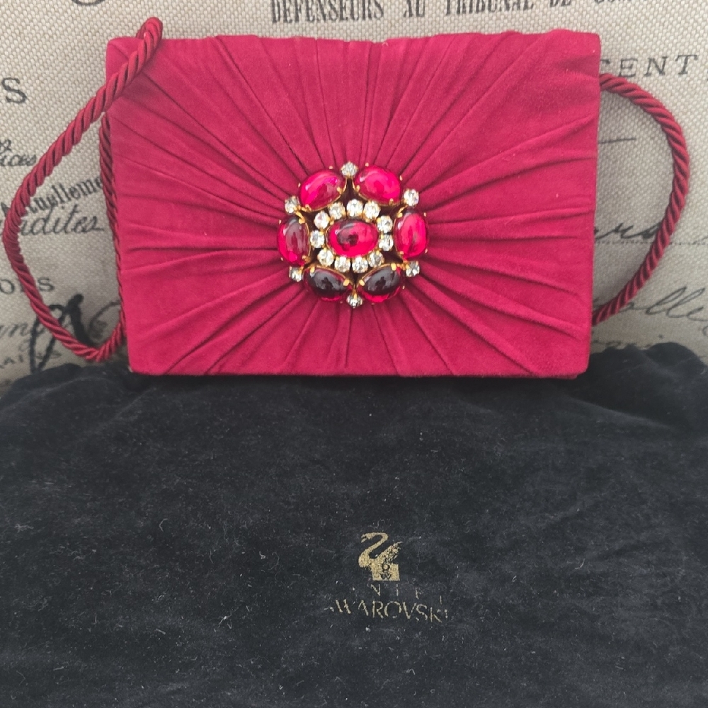 Daniel Swarovski Paris Red Clutch Bag